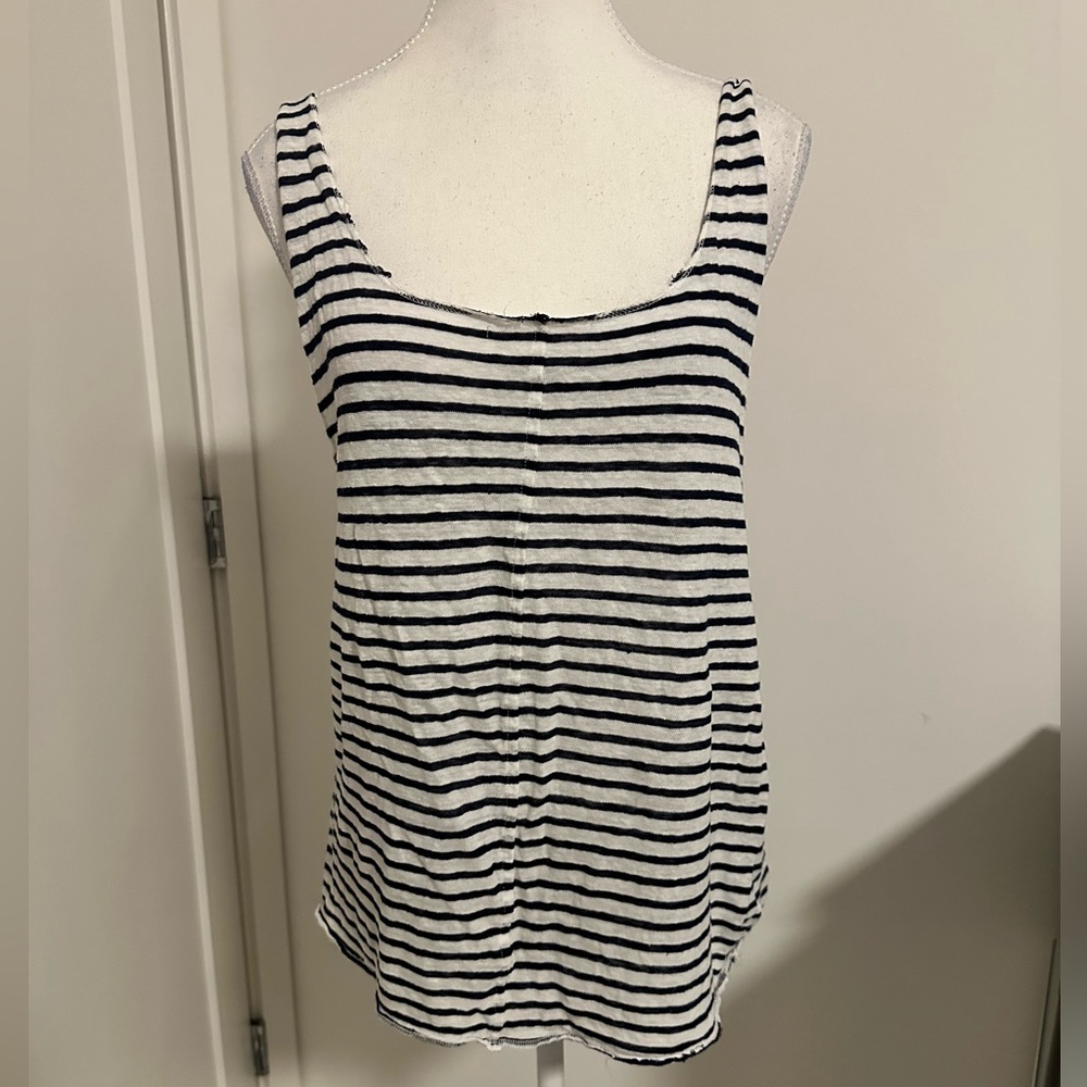 Frame tank top in linen blue and white size small